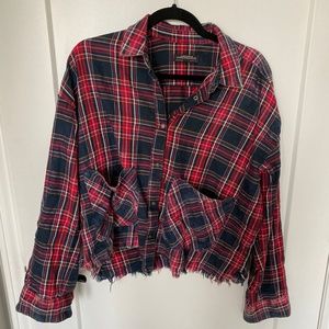 Zara Distressed Flannel Shirt